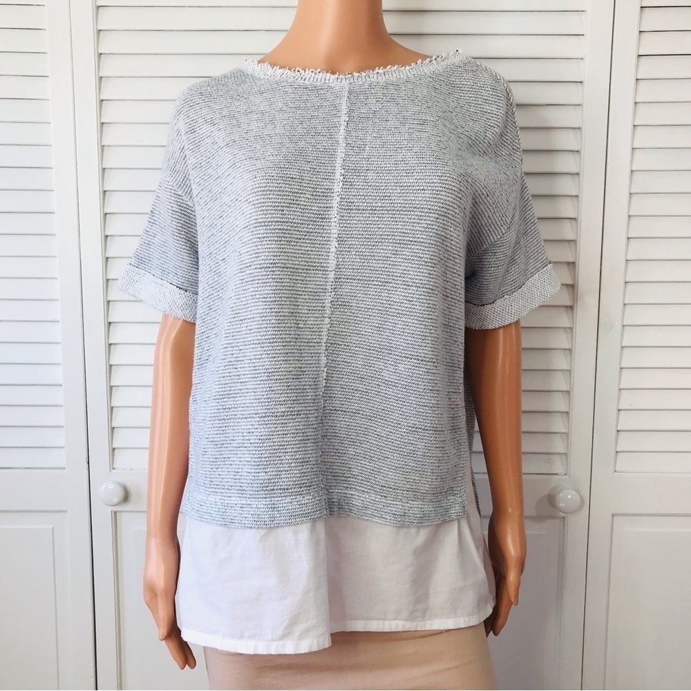 CASLON Gray Woven Hem Tee Top Blouse Size Extra Small